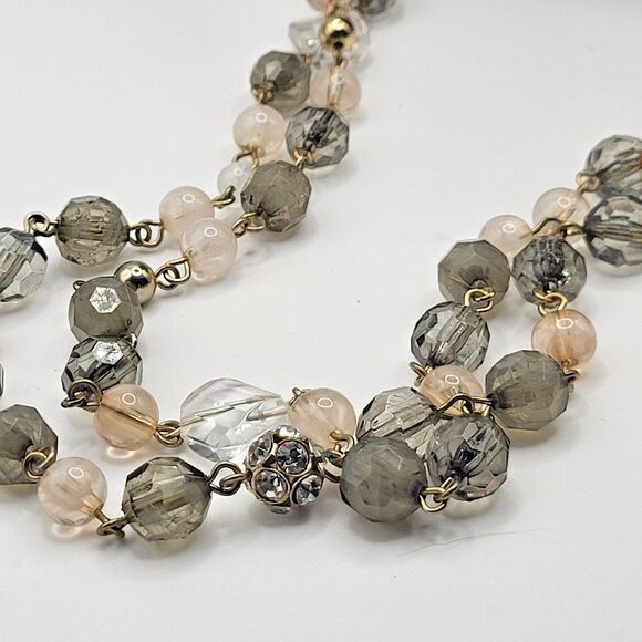 Artisan Vintage Demi Parure Faceted Crystal Double Strand Long Necklace Earrings - Picture 1 of 7